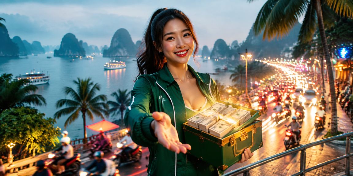 Khung cảnh casino neon Vịnh Hạ Long